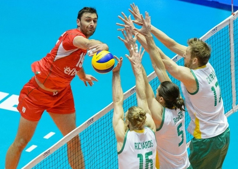 Diagonalangreifer Tsvetan Sokolov (l.), hier in einem Länderspiel gegen Australien